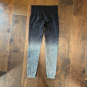 Gymshark Ombre Seamless Leggings Black Grey Workout Fitness Athleisure‎ Womens